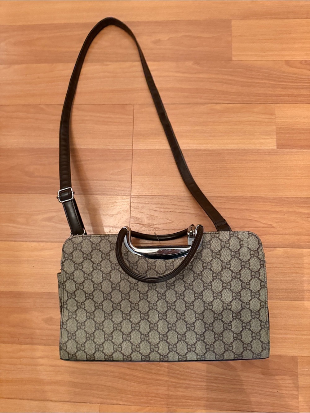 Source Unknown Beige & Brown Monogram Crossbody Bag